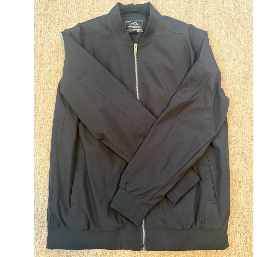 Outdoor Jacket Mens Black Bomber Full Zip Lightweight Utility Jacket Size L - Picture 6 of 11